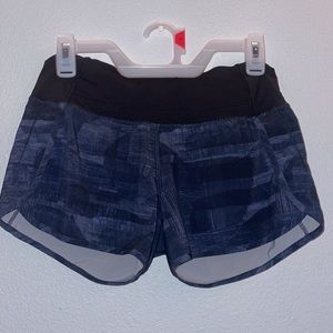 Navy and black lululemon speed up shorts
